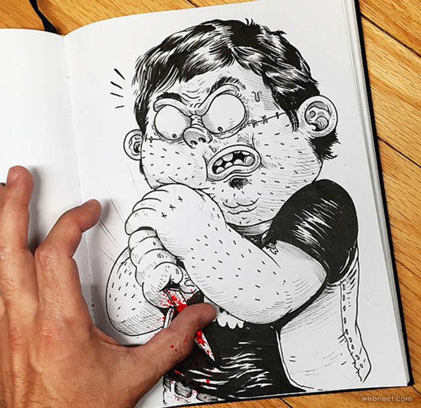 Fight with their own creator Funny Drawing ideas by Alex Solis