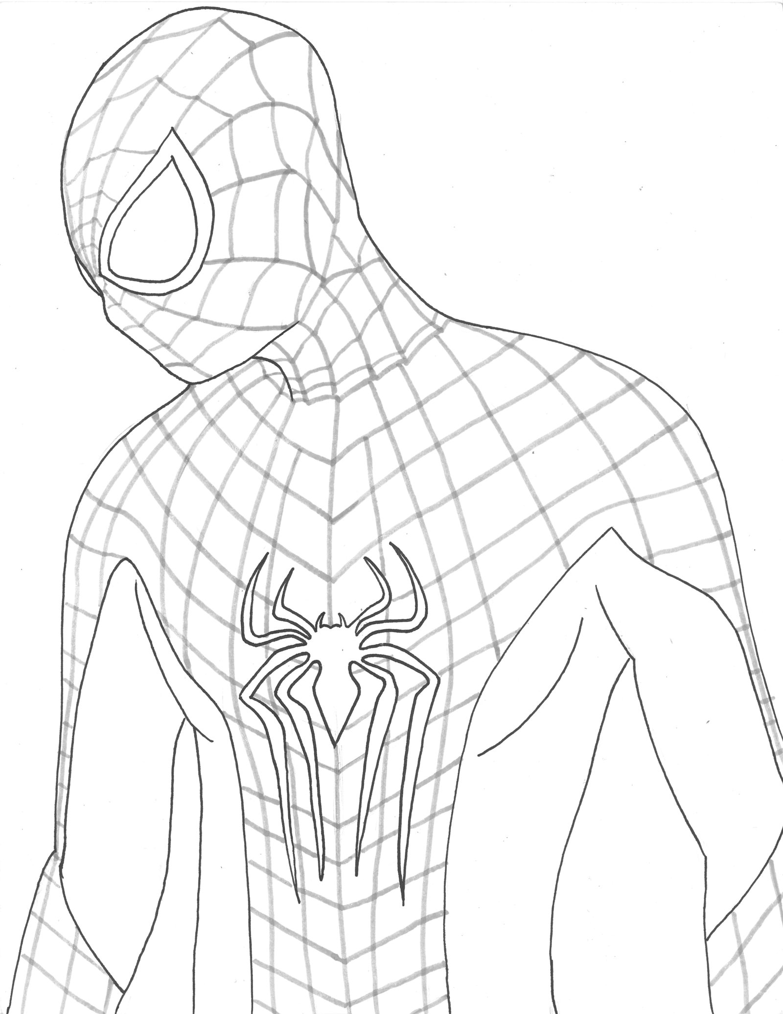 Easy Spider Man Drawings In Pencil Sketch Coloring Page