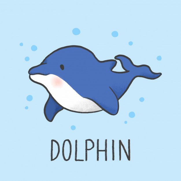 Cute Dolphin Cartoon Hand Drawn Style Cute cartoon drawings, Cute