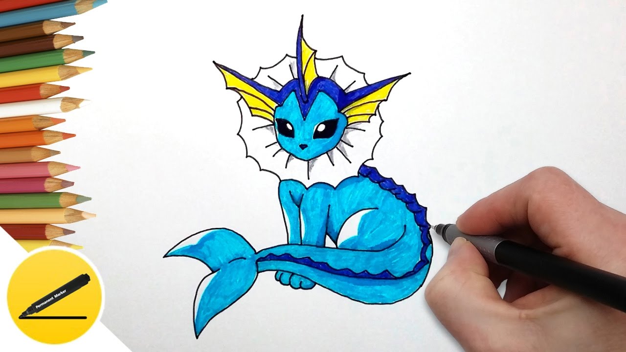 How to Draw Pokemon Vaporeon Step by Step ★ Easy Draw Pokemon YouTube