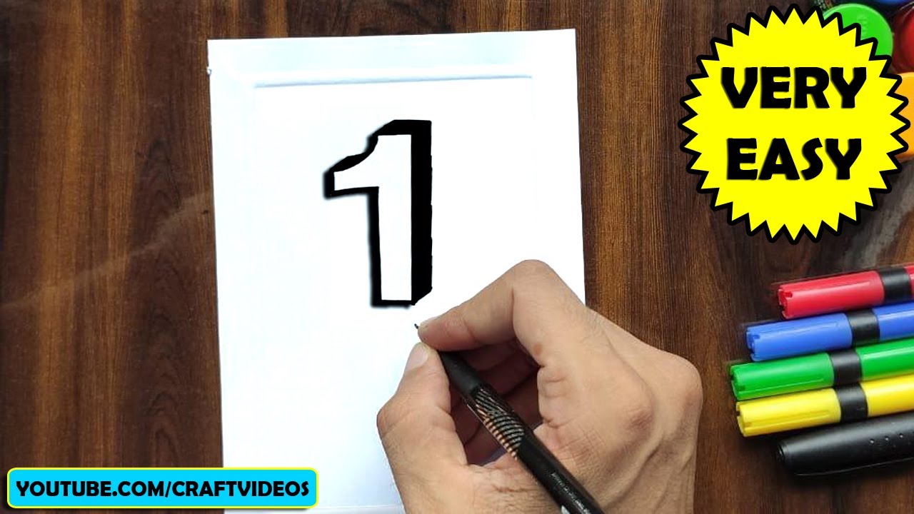 HOW TO DRAW 3D NUMBER 1 WRITE 3D NUMBER 1 YouTube