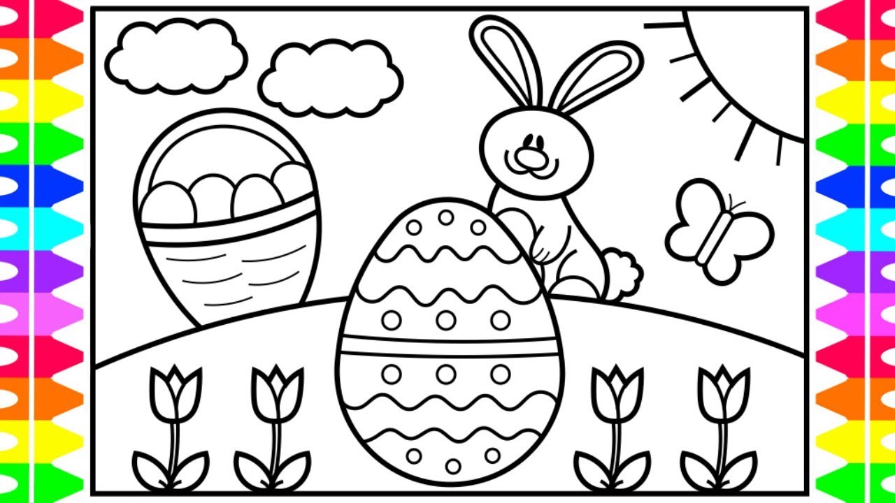 How to Draw the Easter Bunny Step by Step for Kids 🐰🌈🌷Easter Drawings