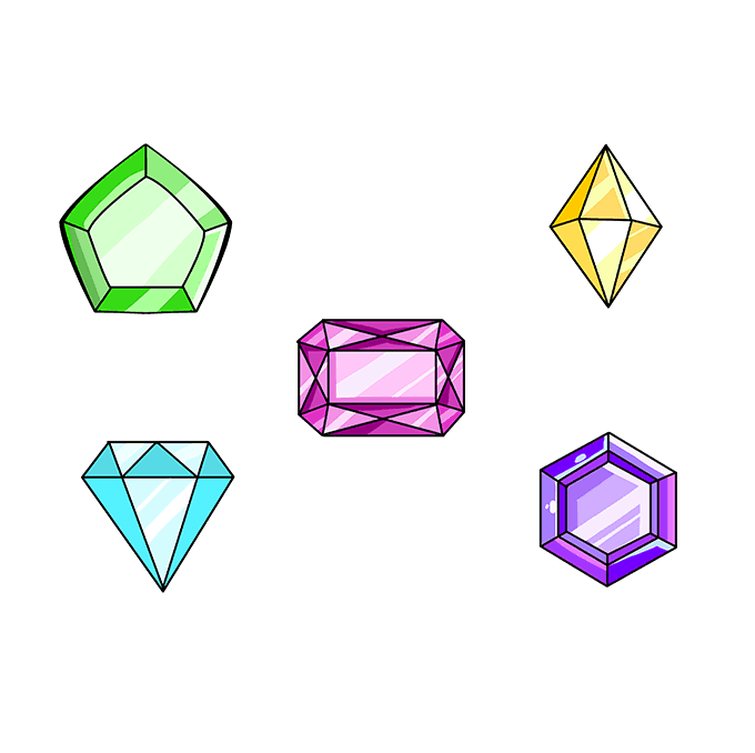 How to Draw Gems Really Easy Drawing Tutorial